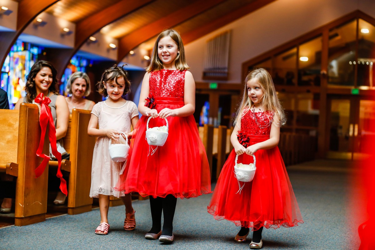 Littleton wedding photographer Catholic church flower girls