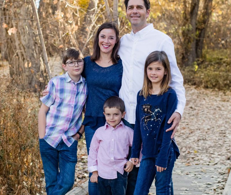 The {H} family of 5 at Fly’N B Park in Highlands Ranch by an affordable Littleton photographer in the fall
