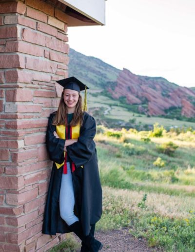 Littleton high school senior photographer portrait photography cap and gown red rocks teen graduate graduation class of 2020 honors smart college