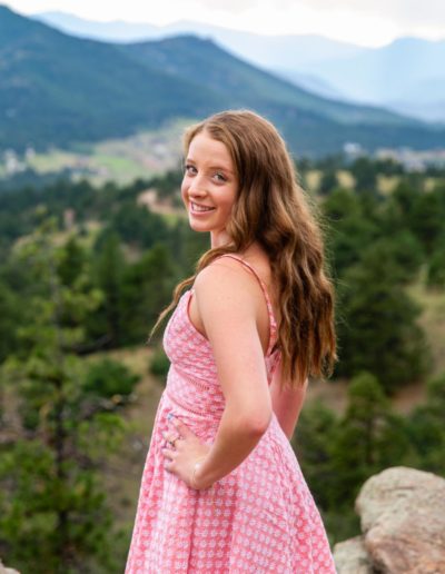 Littleton high school senior photographer in Colorado at Mt. Falcon park Chatfield Charger swimmer swim team girl teen teenager natural light photography portrait session mountain view views foothills pretty beautiful college bound future