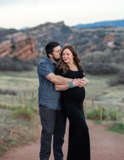 Littleton maternity baby photographer bump mom to be newborn expecting red rocks view South Valley Open Space park woman and child photography sunset