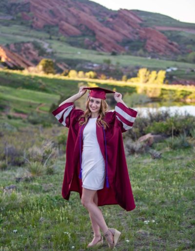 Littleton high school senior photographer cap and gown mini session Red Rocks graduate Chatfield Senior High girl class of 2021