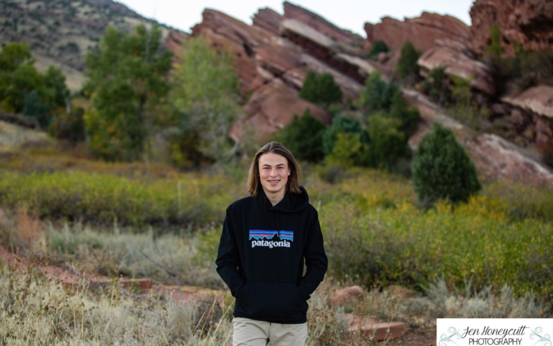 Ben’s high school senior photo session in Morrison and at Red Rocks Amphitheatre by Littleton photographer