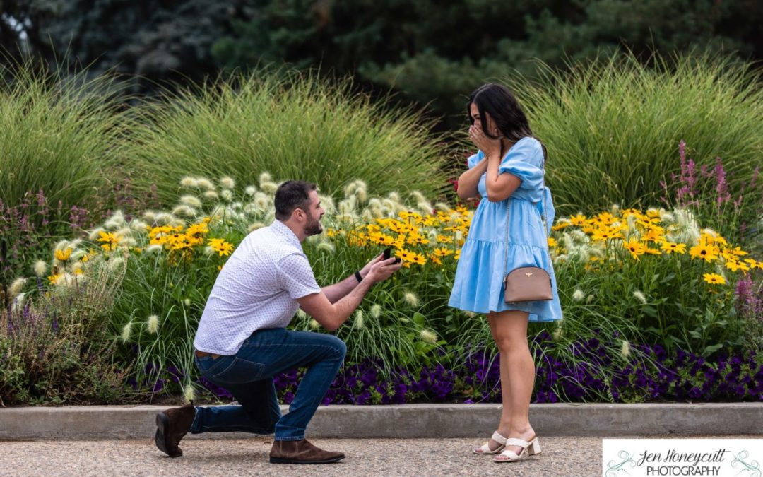 Cash & Ashley’s proposal at Cheeseman Park in Denver by Littleton photographer
