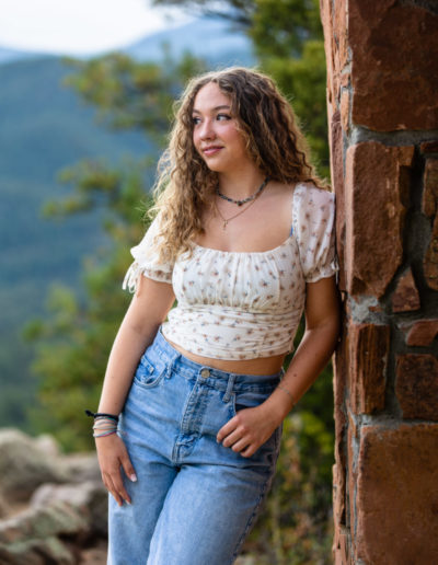 Littleton high school senior photographer portrait photo session photography sunset Mt. Falcon foothills Colorado mountain views teen girl