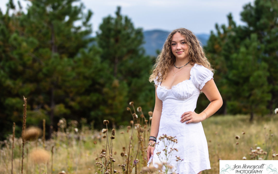 Alena’s high school senior portrait session at Mt. Falcon and South Valley Open Space Park by Littleton teen photographer