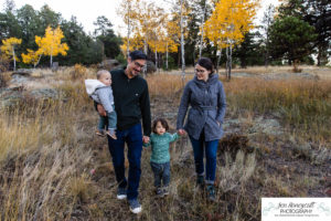 Littleton family photographer Evergreen Colorado fall leaves aspen trees boys brothers baby boy siblings chilly cold photography