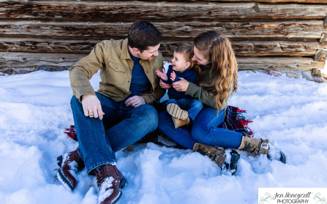 A snowy family session at Clear Creek History Park in Golden by Littleton photographer