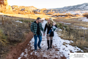 Littleton family photographer South Valley Open Space park Colorado snow baby boy photography sunset golden hour winter red rocks