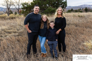 Littleton family photographer mini photo session kids sunset Colorado foothills photography brother sister boy girl mother father fall